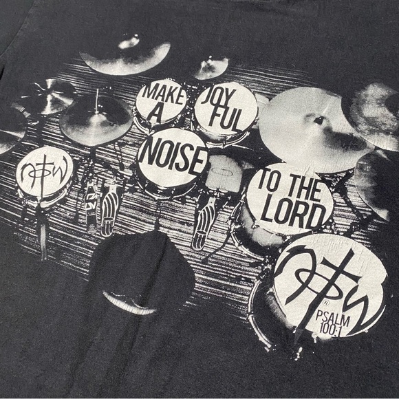 Vintage Y2K Not of This World Psalms Jesus T Shirt Drummer Size Medium Mens - Picture 8 of 13